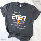 Class Of 2027 Christian Graduation High School Senior Religious Faith Shirt