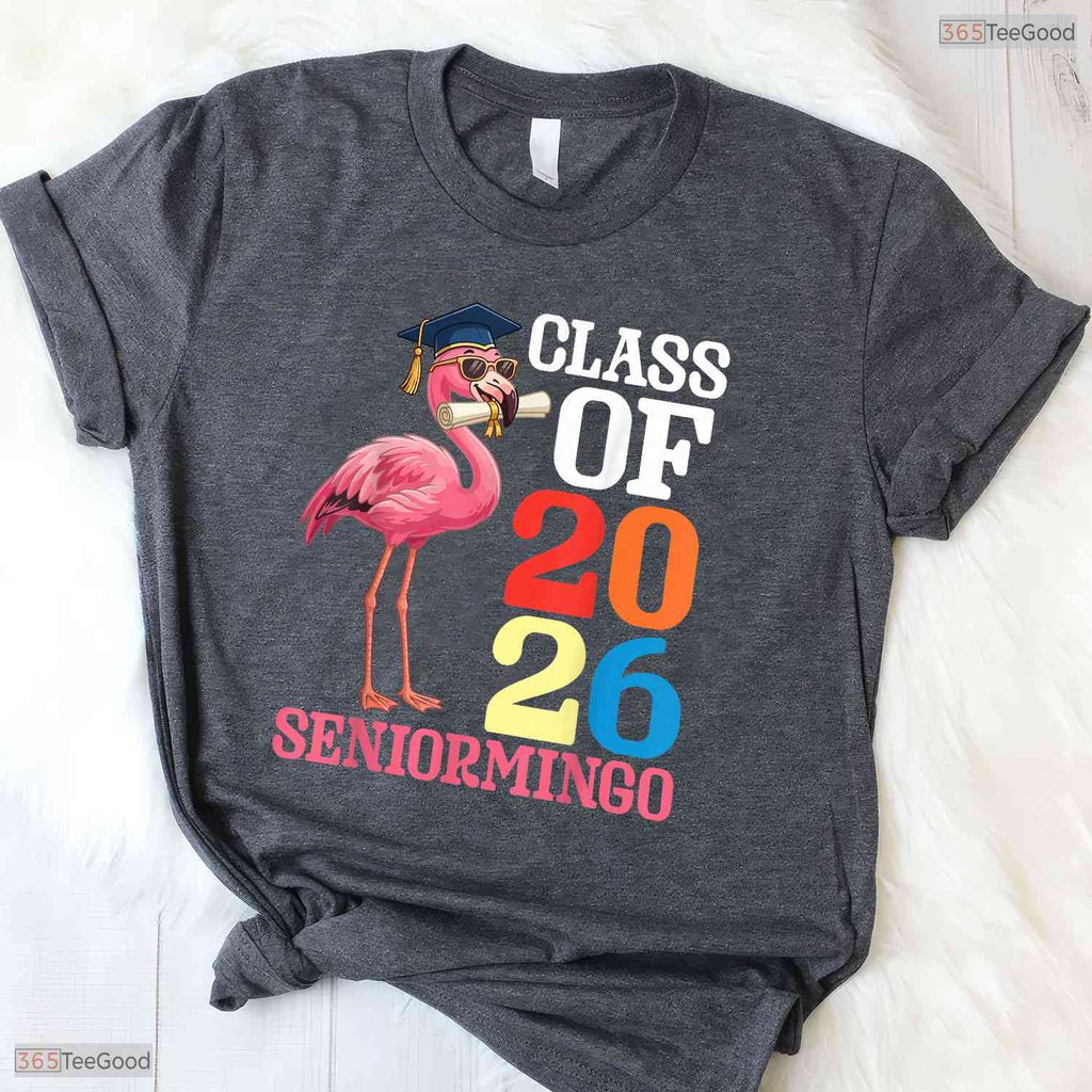 Seniormingo Funny Flamingo Class Of 2026 Senior Tropical Graduation T-Shirt