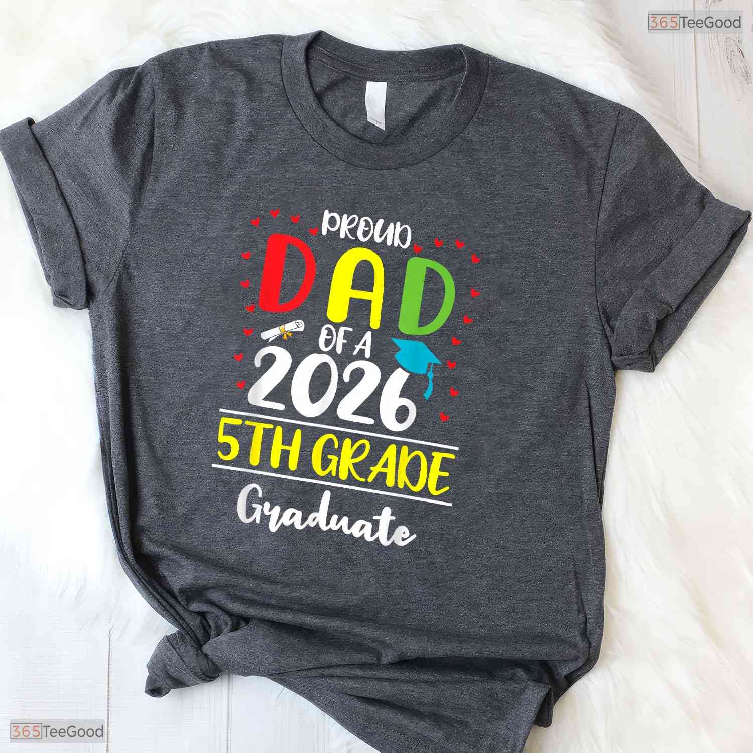 Funny Proud Dad Of A Class Of 2026 5th Grade Graduate Youth Ceremony T-Shirt