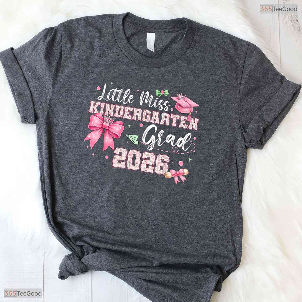Adorable Little Miss Kindergarten Grad 2026 Girls Kids Graduation Ceremony T-Shirt