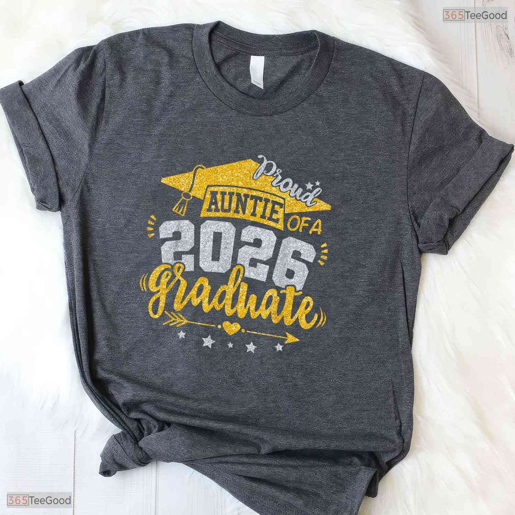 Proud Auntie Of A Class Of 2026 Graduate High School Senior Family Party Shirt