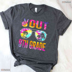 Peace Out 8th Grade Tie Dye Last Day Of School Middle School Graduation T-Shirt