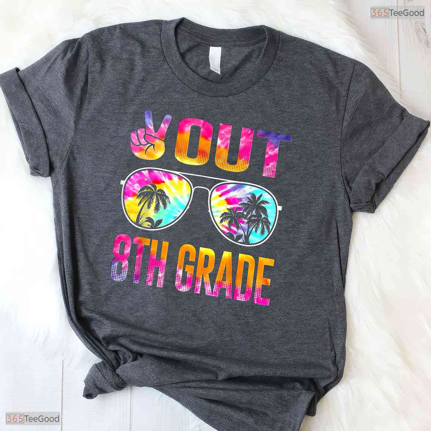 Peace Out 8th Grade Tie Dye Last Day Of School Middle School Graduation T-Shirt