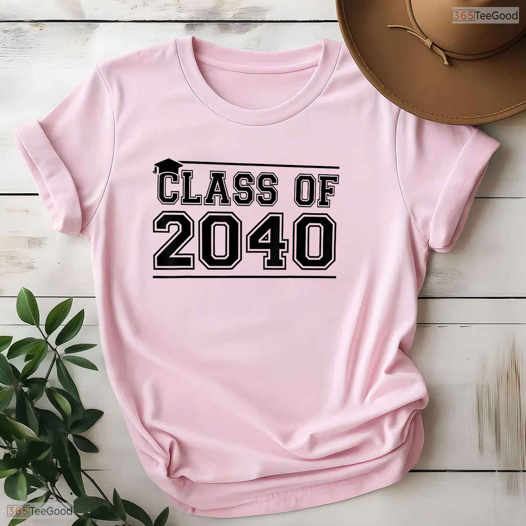 Class Of 2040 Grow With Me Handprints On Back K To 12th Grade Keepsake T-Shirt