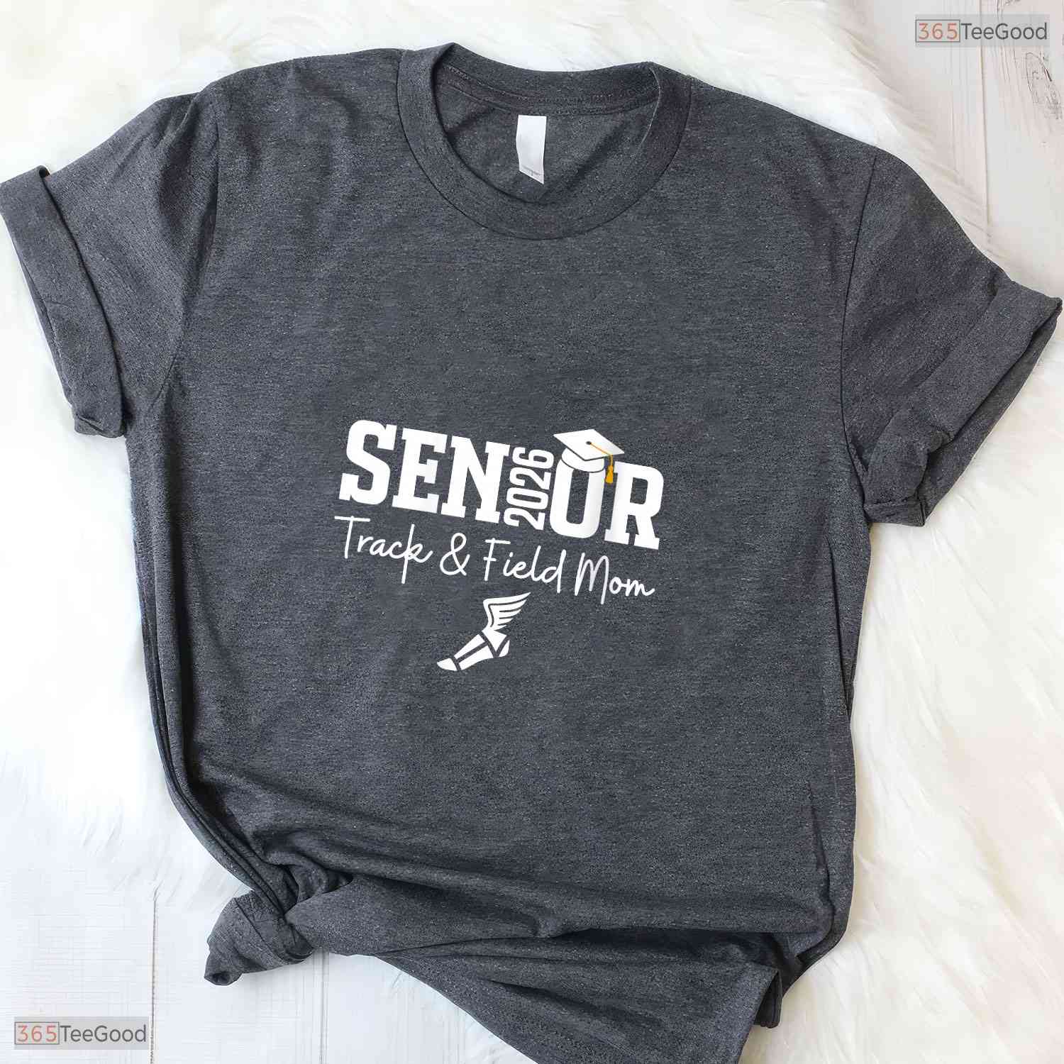 Proud Track And Field Senior Mom Class Of 2026 Graduation Sports Family T-Shirt
