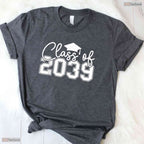 Class Of 2039 Grow With Me Funny Preschool To High School Graduation T-Shirt