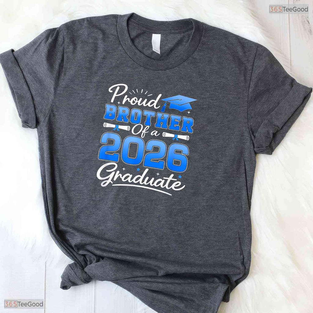 Awesome Proud Brother Of A 2026 Graduate High School Family Party T-Shirt
