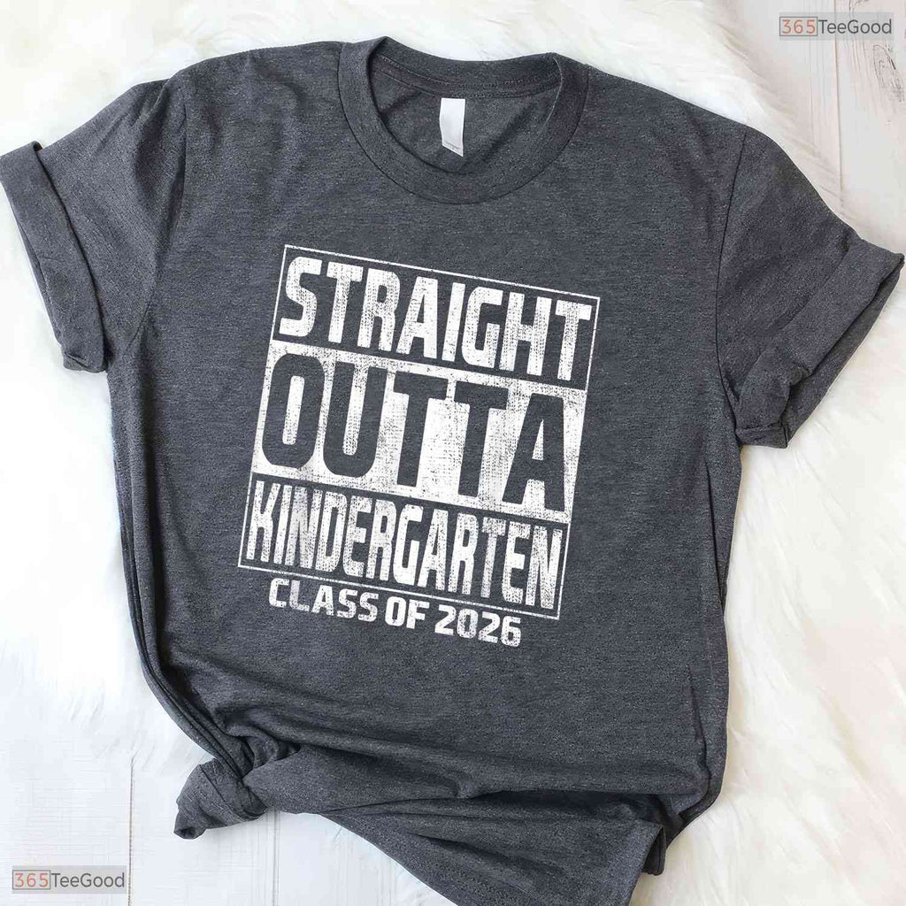 Straight Out Of Kindergarten Graduation Class Of 2026 Moving Up Youth Kids Shirt