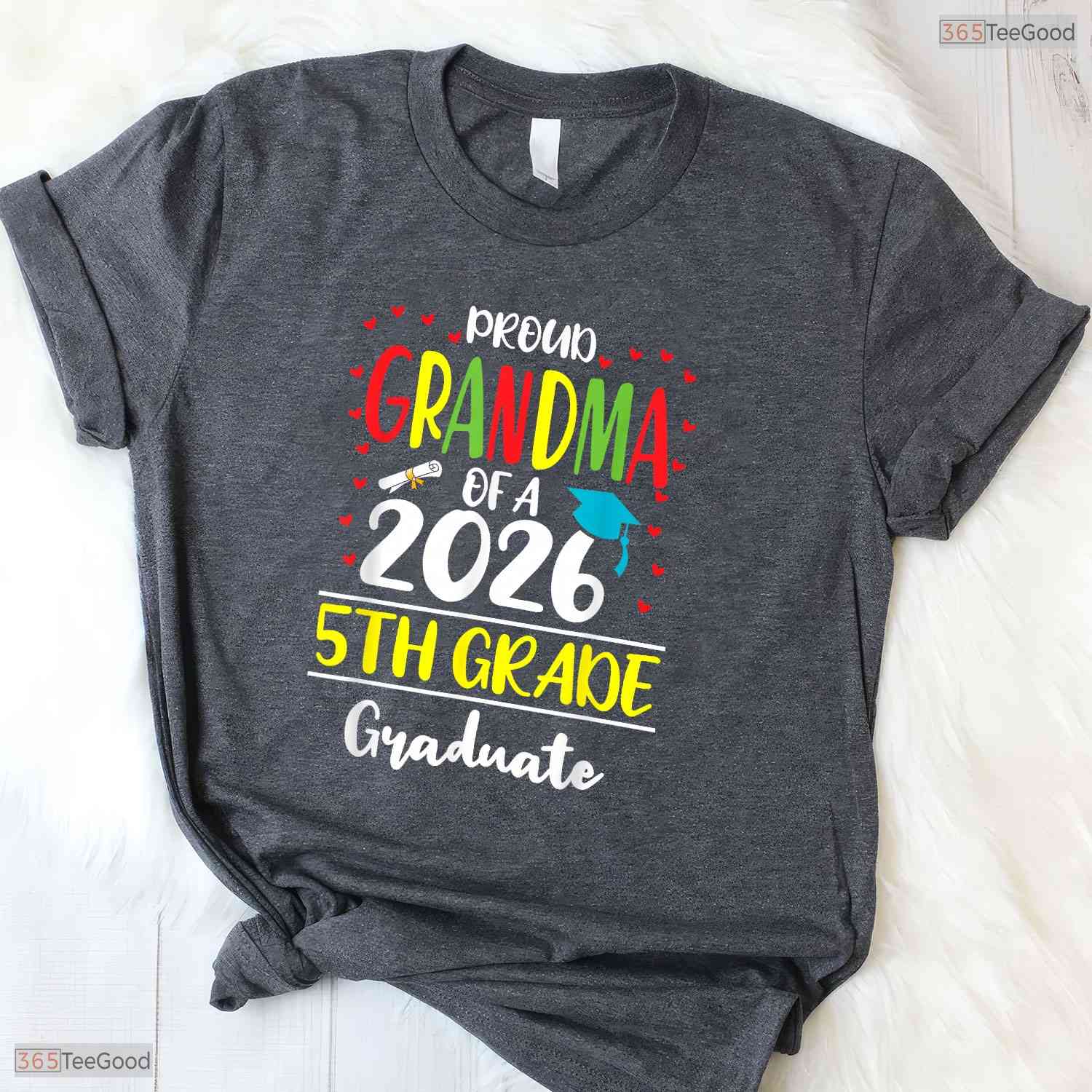 Funny Proud Grandma Of A Class Of 2026 5th Grade Graduate Elementary Ceremony Shirt