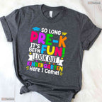 So Long Pre K Hello Kindergarten Here I Come Early Childhood Graduation T-Shirt