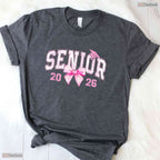 Cute Pink Bow Senior 2026 Coquette Class Of 2026 Graduation Apparel Girls Shirt