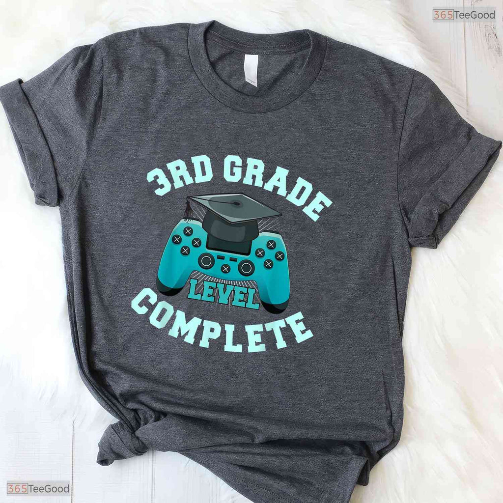 3rd Grade Level Complete Funny Video Gamer Boys Elementary Graduation T-Shirt