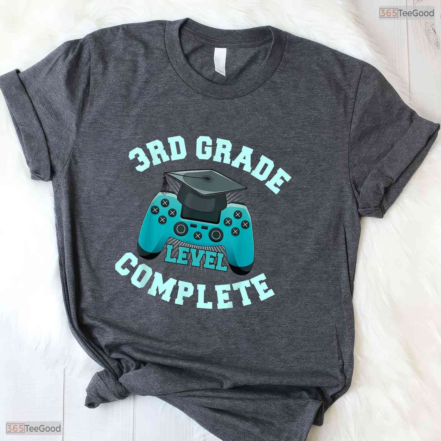3rd Grade Level Complete Funny Video Gamer Boys Elementary Graduation T-Shirt