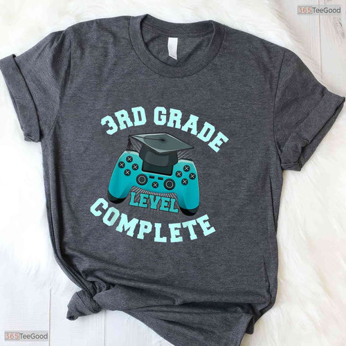 3rd Grade Level Complete Funny Video Gamer Boys Elementary Graduation T-Shirt