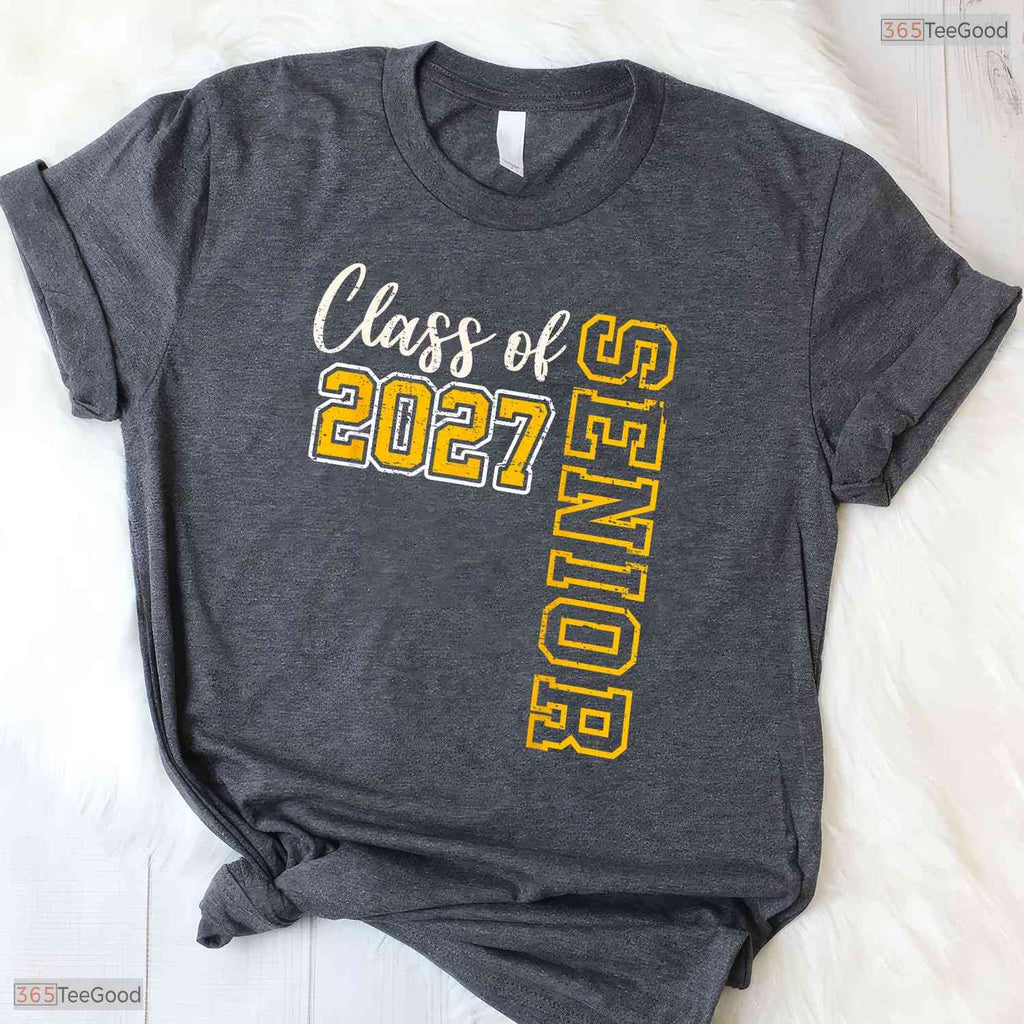 Class Of 2027 Senior High School Graduation Black And Gold Celebration Party T-Shirt