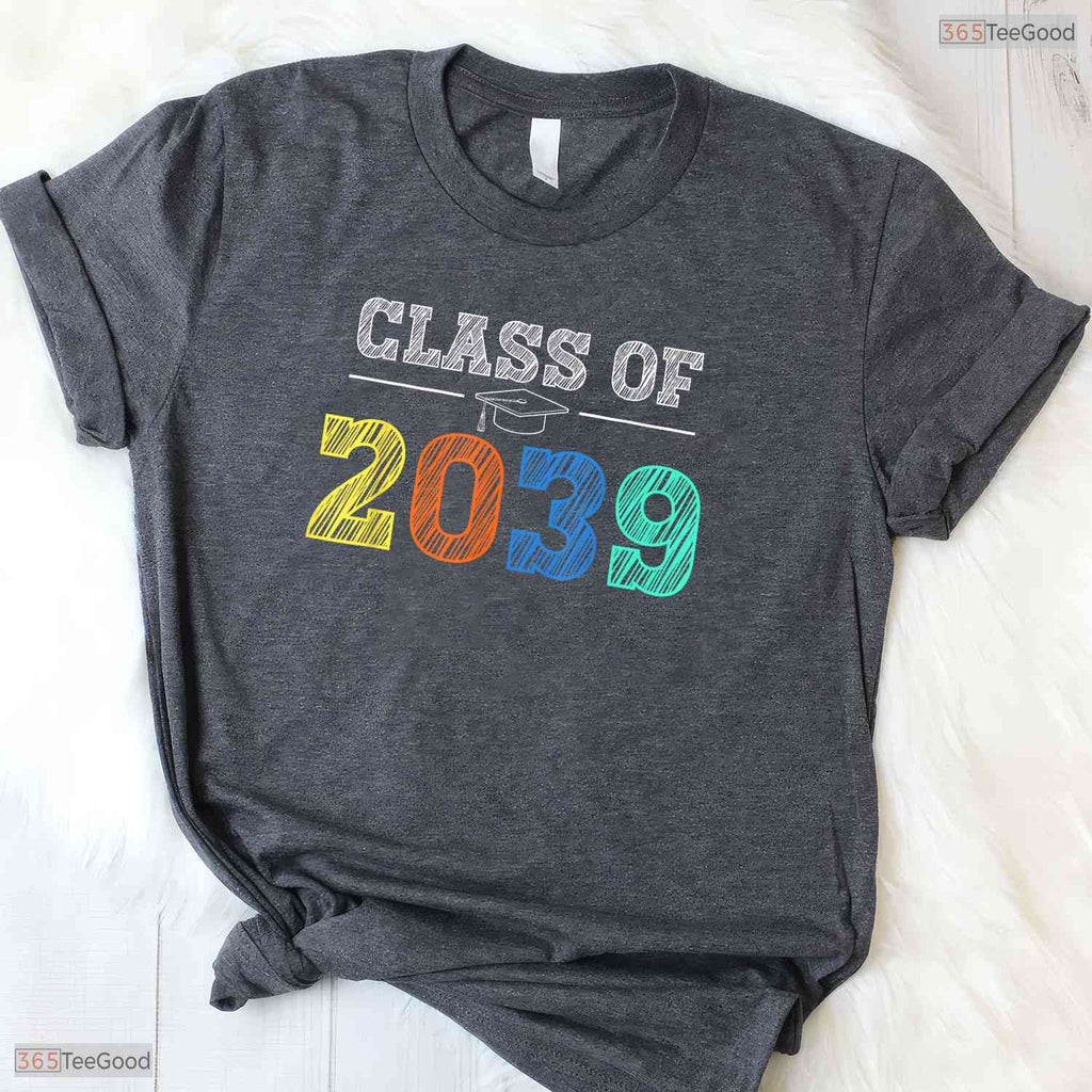 Class Of 2039 Grow With Me First Day Of School Milestone Youth Graduation Party Shirt