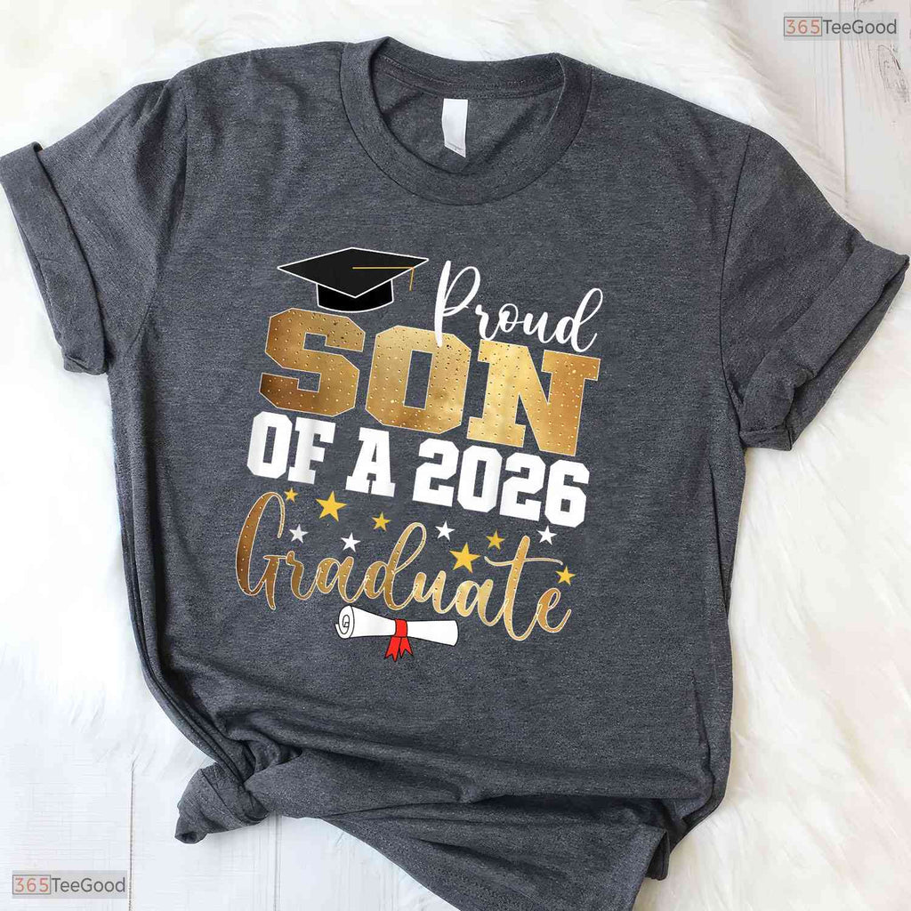 Proud Son Of A 2026 Graduate Matching Family University Commencement Ceremony T-Shirt