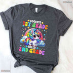 Cute Unicorn Goodbye 1st Grade Hello 2nd Grade Girls Moving Up Graduation Youth Shirt