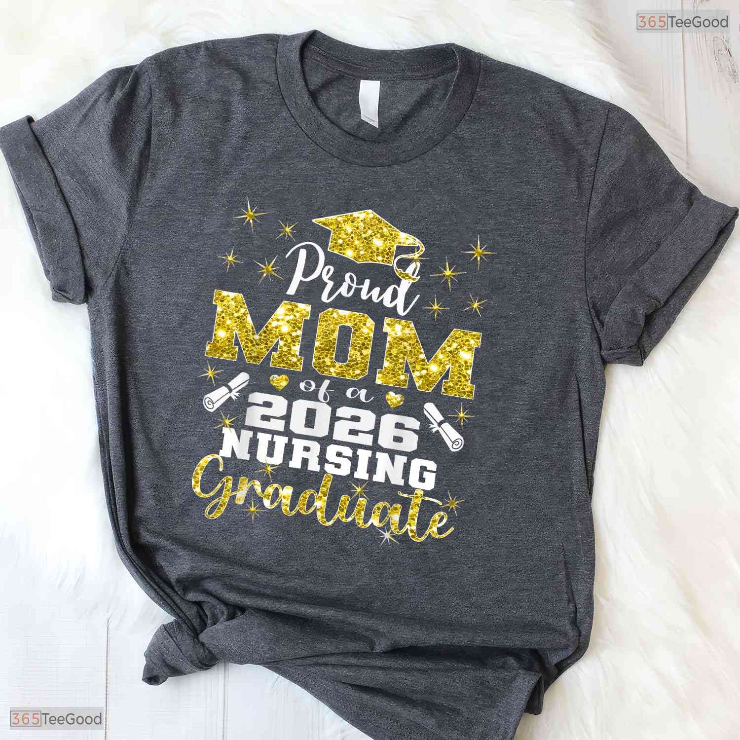 Supportive Proud Mom Class Of 2026 Nursing Graduate Nurse Ceremony T-Shirt
