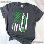 American Flag Saint Paddys St Patricks Day T-Shirt Patriotic Dad Tee