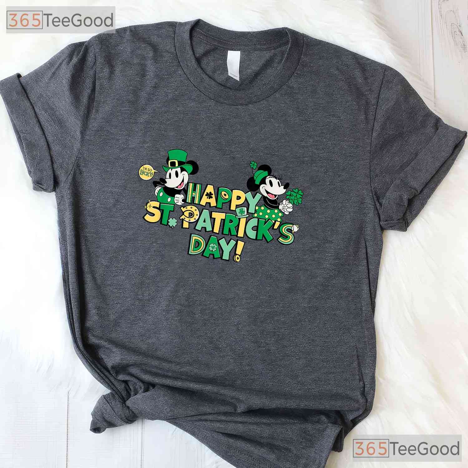Vintage Disney Mickey - Minnie St Patricks Day T-Shirt Retro Couple Tee