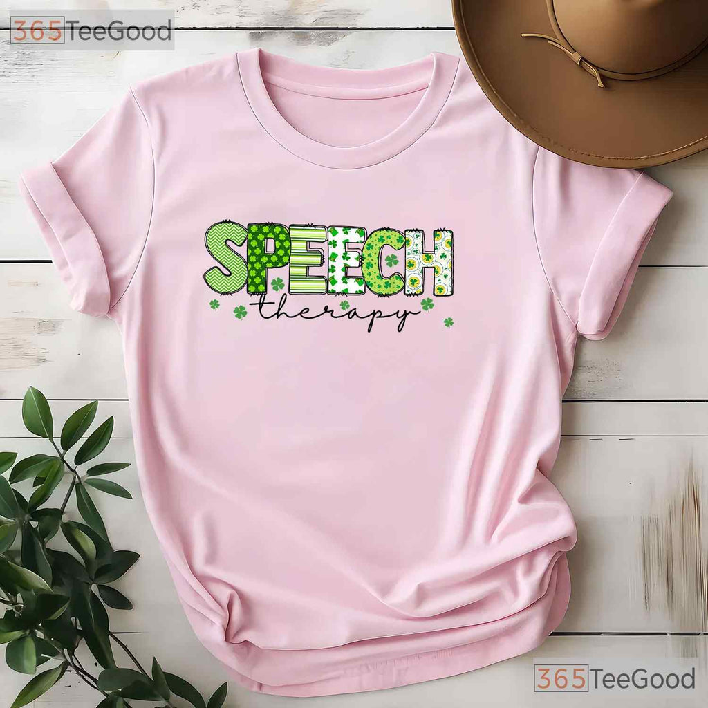 Groovy Speech Therapy SLP Shamrock St Patricks Day T-Shirt Teacher Tee