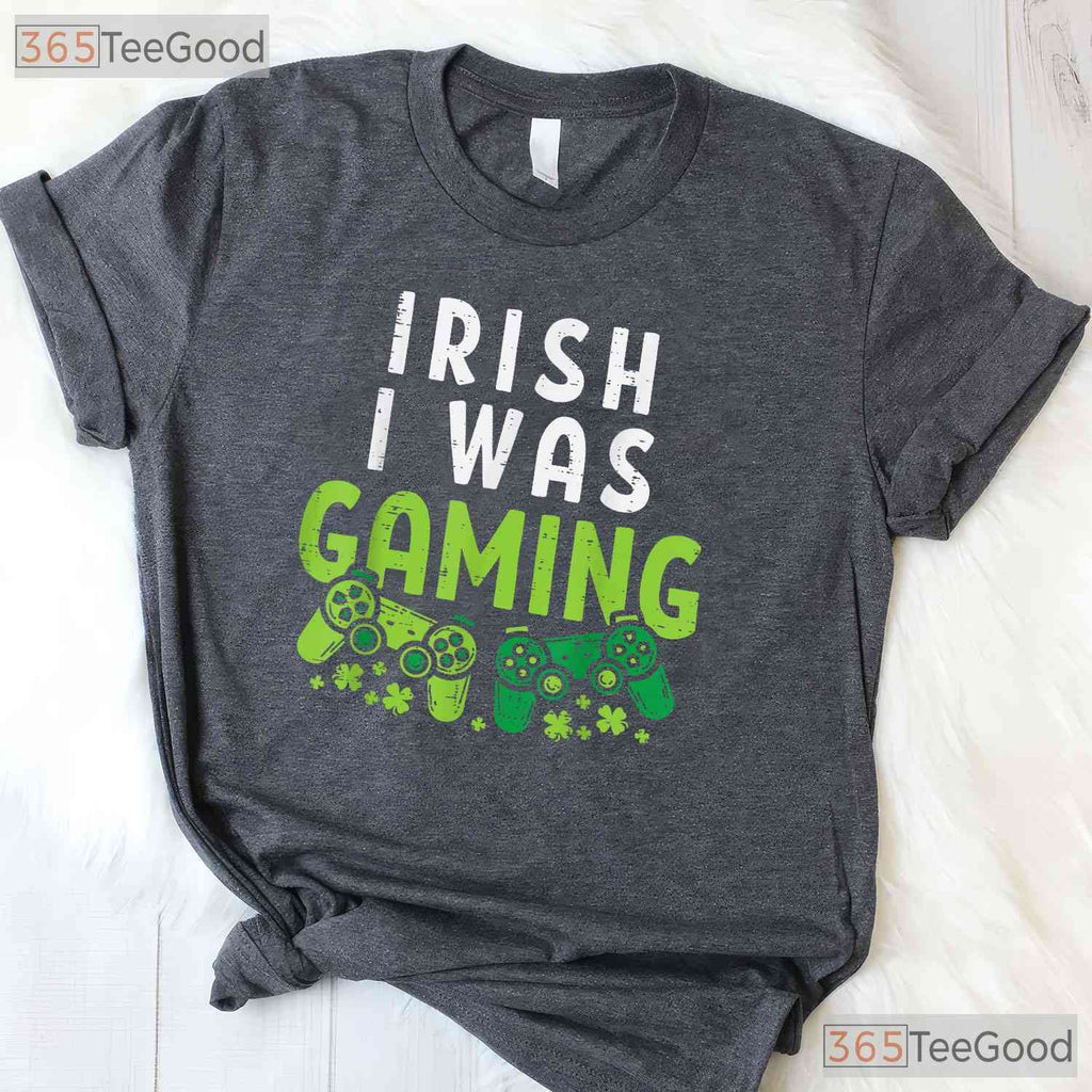 Irish I Was Gaming Funny St Patricks Day T-Shirt Video Game Controller Boys