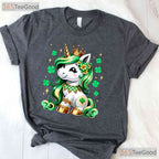 Cute Unicorn Shamrock St Patricks Day T-Shirt Magical Lepricorn Girls Kids