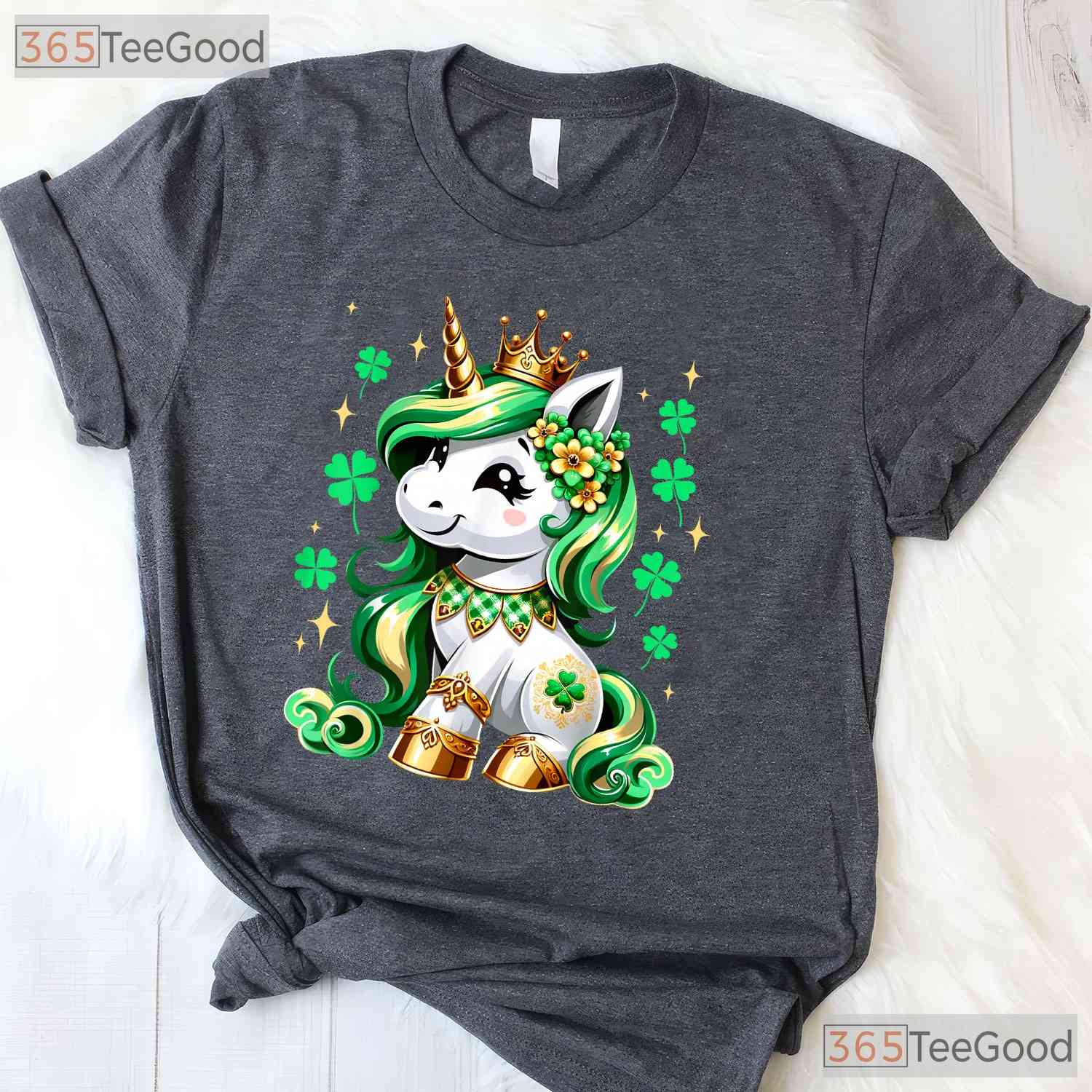 Cute Unicorn Shamrock St Patricks Day T-Shirt Magical Lepricorn Girls Kids