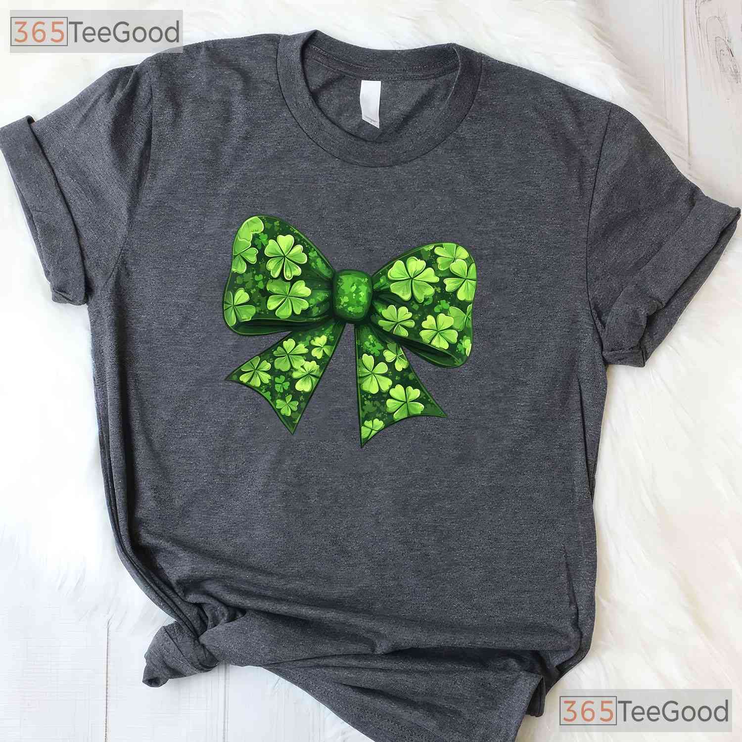 Coquette Bow Shamrock St Patricks Day T-Shirt Cute Ribbon Pink Green Girl