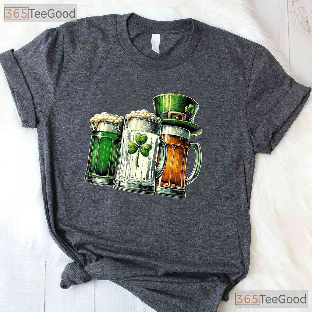 Irish Beer Ireland Flag St Patricks Day T-Shirt Vintage Distressed Pub Tee