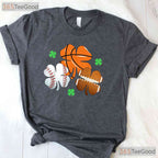 Shamrock Basketball Baseball St Patricks Day T-Shirt Sporty Irish Boys Tee