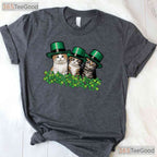 St Patricks Day Cats Kitten T-Shirt Cute Irish Pet Lover Women Girls Tee