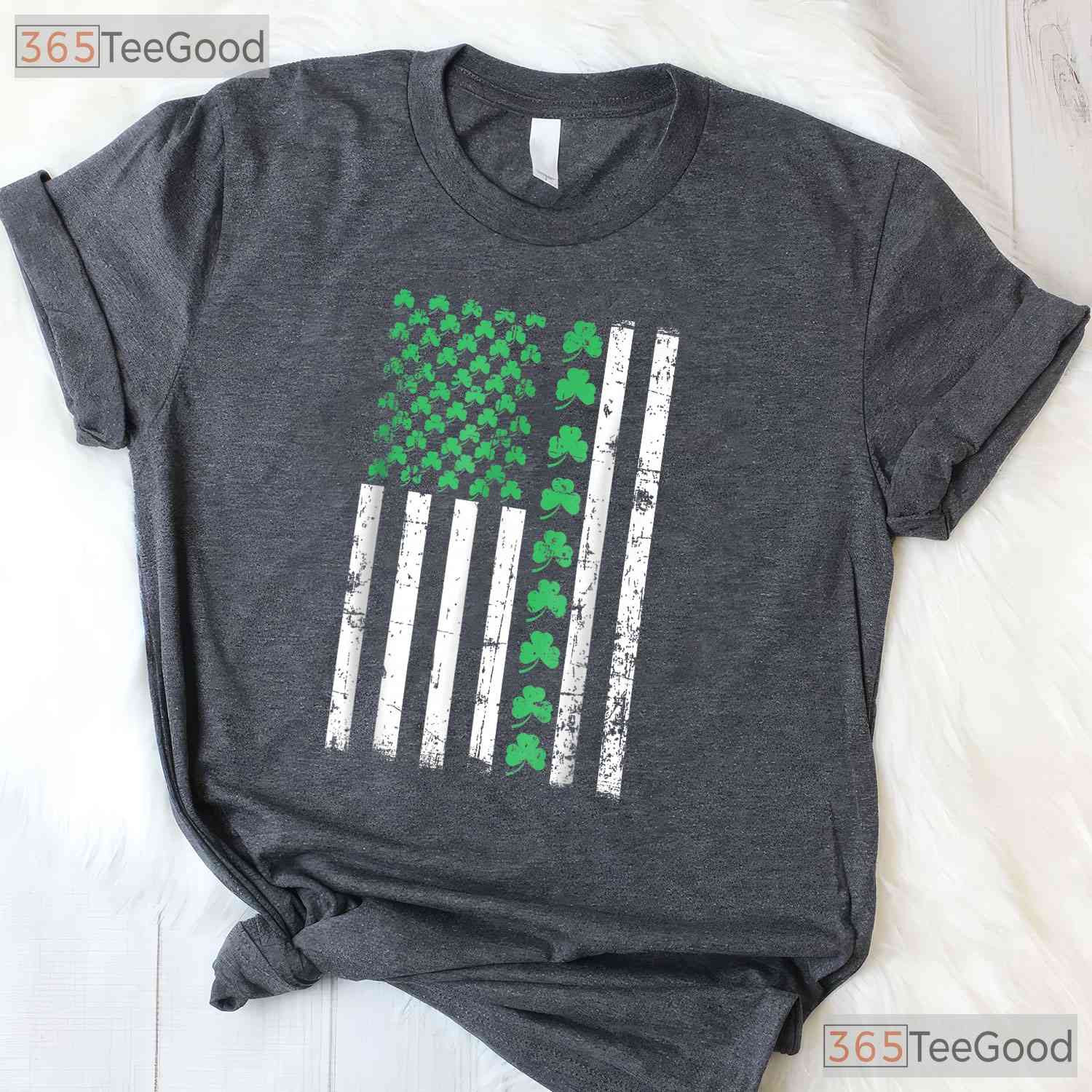 American Flag Irish St Patricks Day T-Shirt Patriotic Shamrock Men Gift