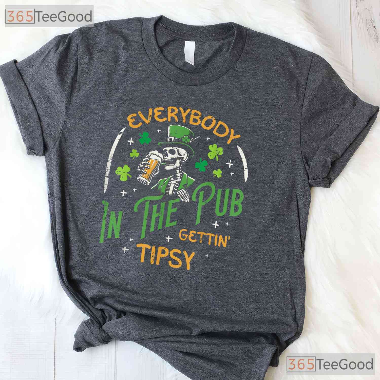Inside Everybody Is Irish St Patricks Day T-Shirt Skeleton X Ray Men Tee