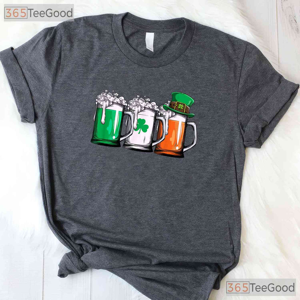 Irish Beer Ireland Flag St Patricks Day T-Shirt Vintage Pub Drinking Tee