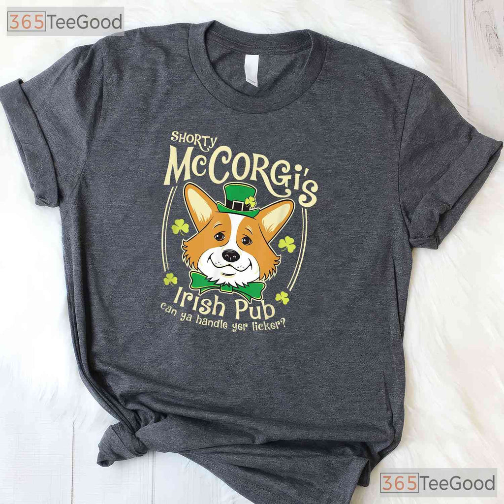 Shorty McCorgi Corgi St Patricks Day T-Shirt Funny Dog Lover Irish Pub Tee