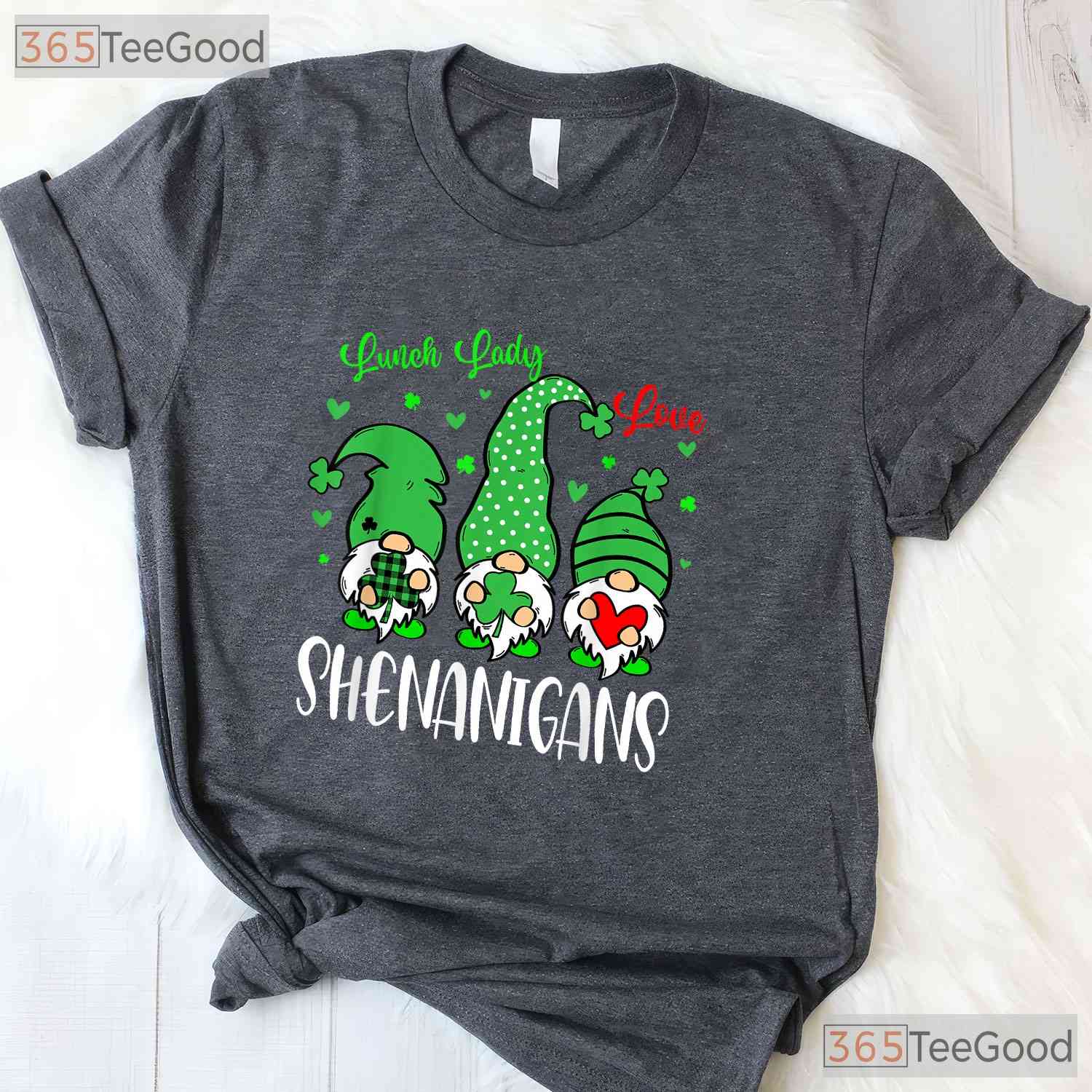 Lunch Ladies Love Shenanigans Gnome St Patricks Day T-Shirt Cafeteria Squad