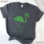 Pink Flamingo Shamrock St Patricks Day T-Shirt Cute Bird Animal Lover Tee