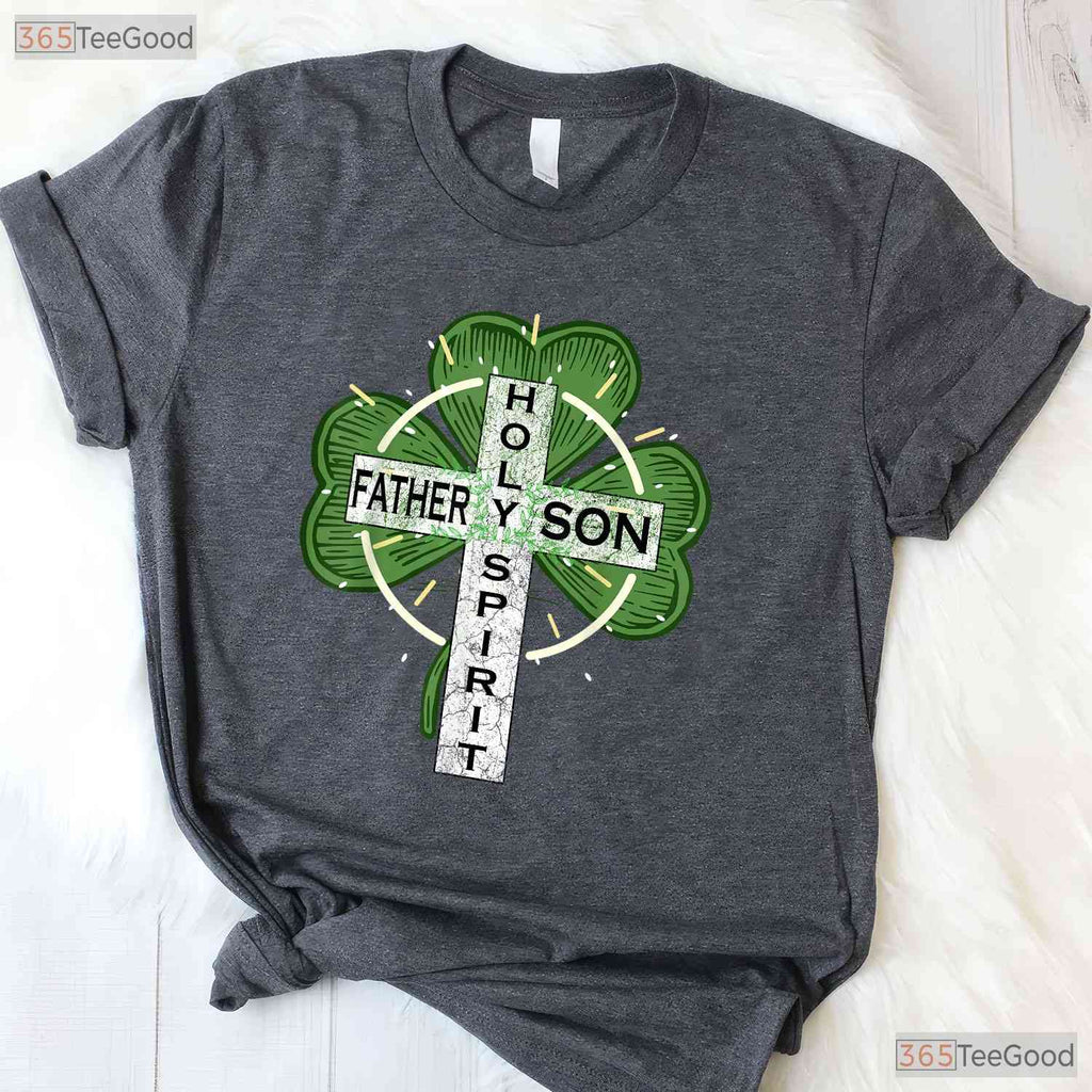 Father Son Holy Spirit Shamrock St Patricks Day T-Shirt Religious Irish