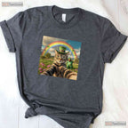 Cat Selfie With Leprechaun St Patricks Day T-Shirt Funny Photo Irish Tee