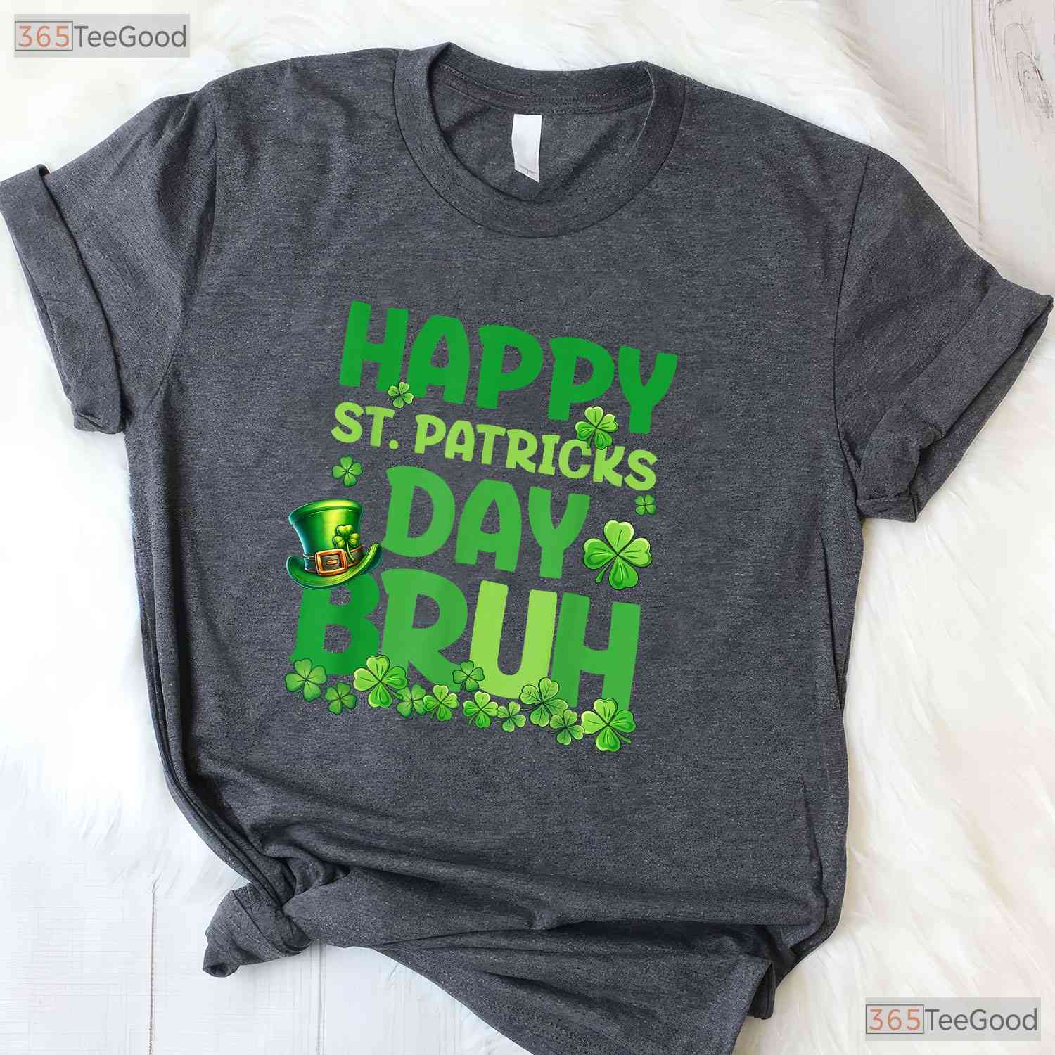 Bruh St Patricks Day T-Shirt Funny Teens Boys Kids Green Shamrock Meme Tee