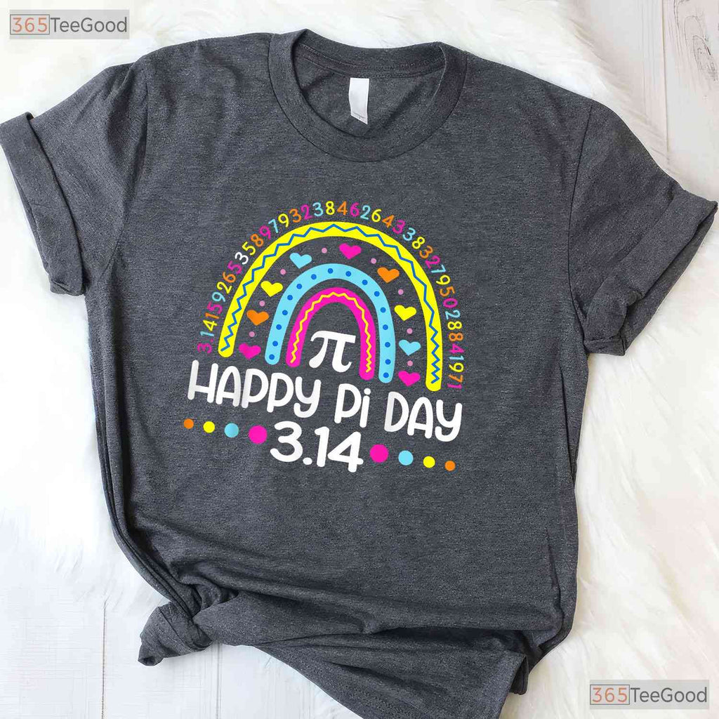 Happy Pi Day Rainbow 3 - 14 Number Math Teacher Women Girls Cute T-Shirt