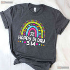 Happy Pi Day Rainbow 3 - 14 Number Math Teacher Women Girls Cute T-Shirt