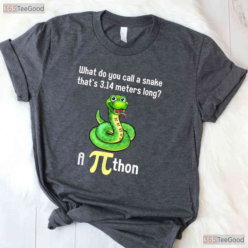 Funny Pi Day Puns Pithon Math Teacher Jokes T-Shirt Coding Snake Gift
