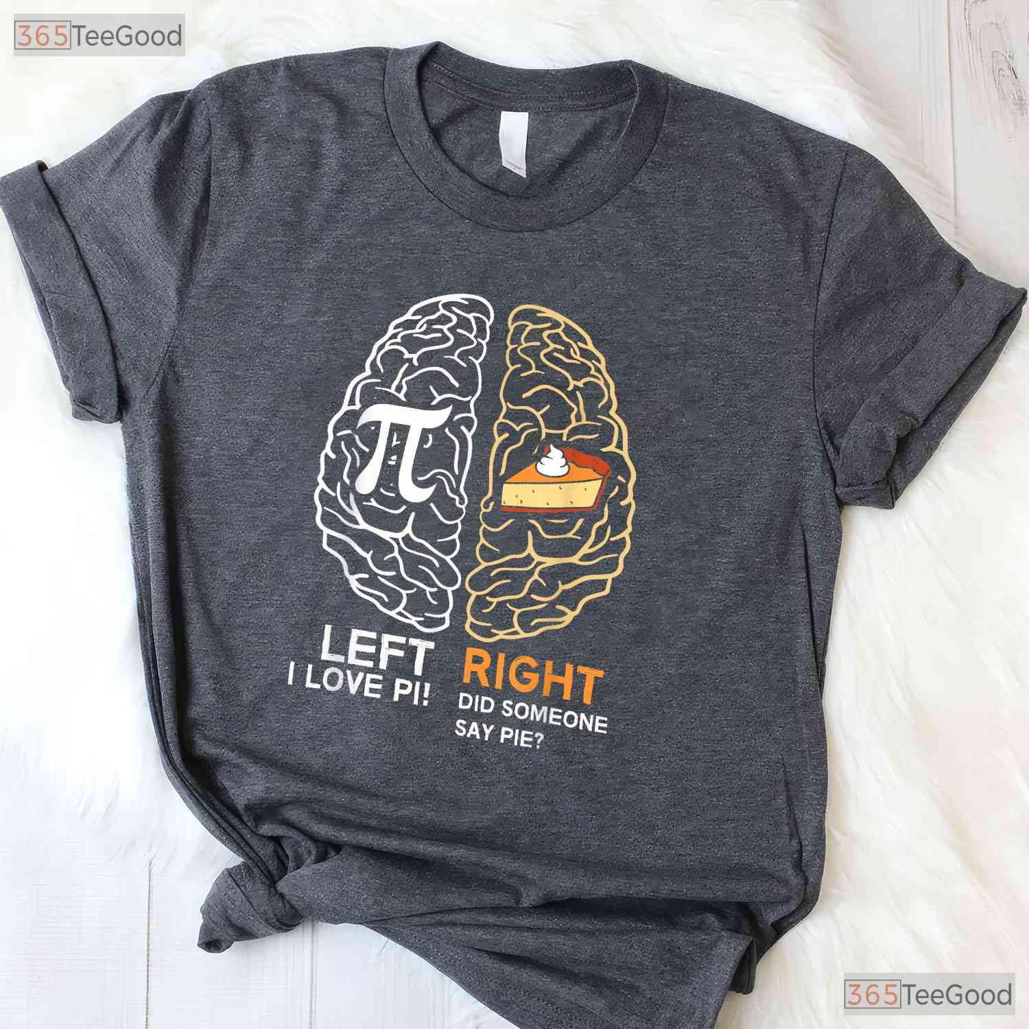 Funny Pi Day Left Vs Right Brain Pie Shirt Math Geek Logic Art Gift Tee