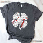 Baseball Shamrock St Patricks Day T-Shirt Sports Mom Dad Coach Player Tee