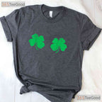 Shamrock Boobs St Patricks Day T-Shirt Funny Irish Boobies Adult Humor Tee