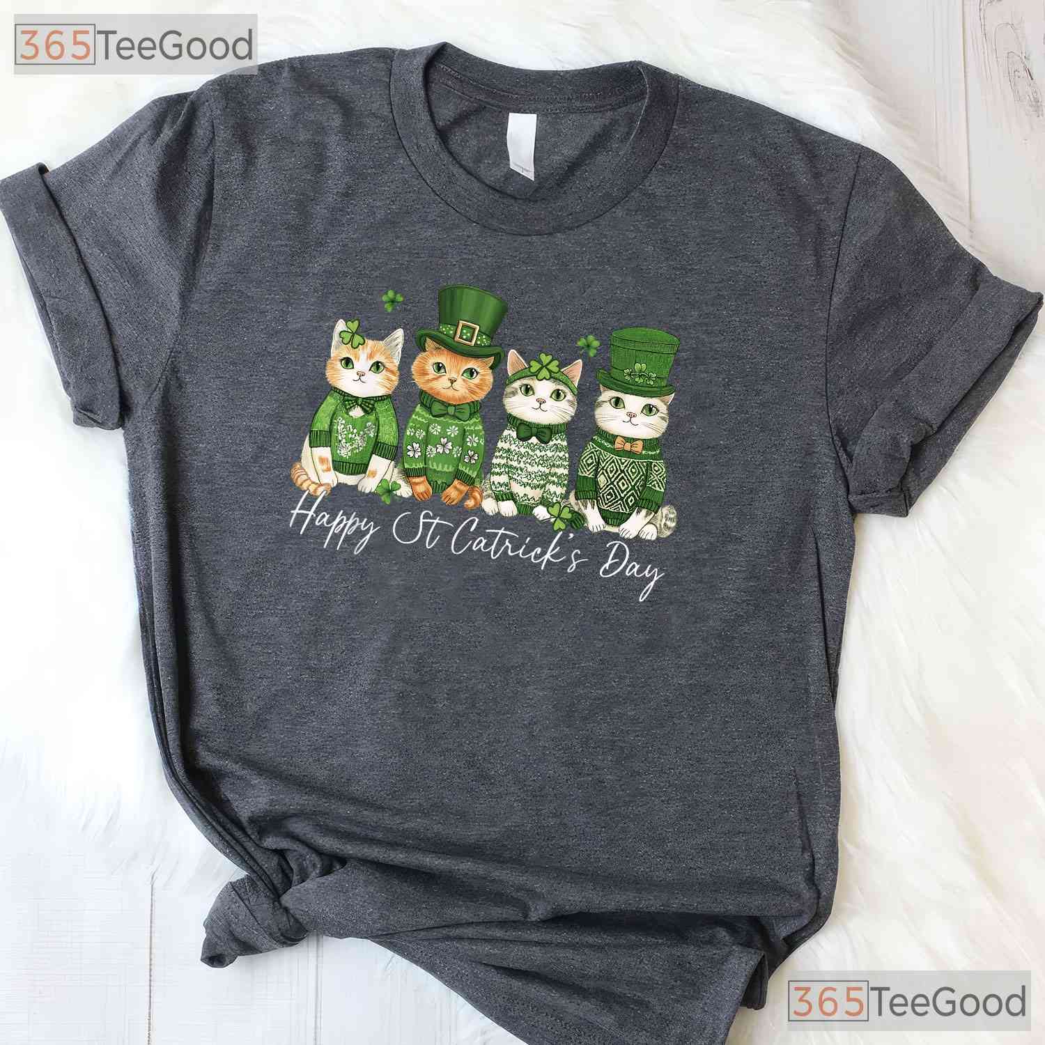 Happy St Catricks Day T-Shirt Funny Cat Lover Kitten St Patricks Day Tee