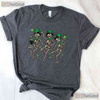 Dancing Skeleton Leprechaun St Patricks Day T-Shirt Funny Dead Inside Tee
